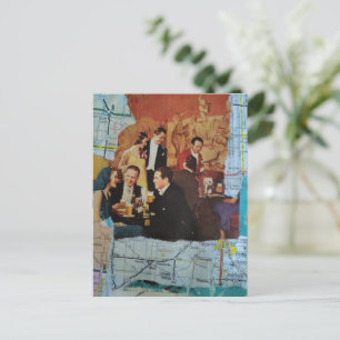 Cartão Postal Colagem de Mídia Mista Festa Retro