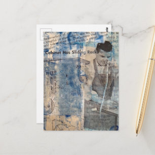 Cartão Postal Colagem de mídia mista Homem de Carpintaria Retro