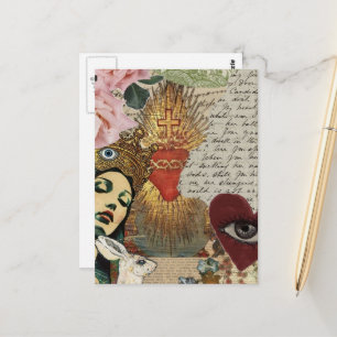 Cartão Postal Colagem de Mídia Mista Mary