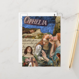 Cartão Postal Colagem de Mídia Mista Ophelia
