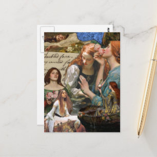 Cartão Postal Colagem de Mídia Mista Ophelia