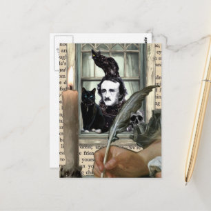 Cartão Postal Colagem de Mídia Mista Poe