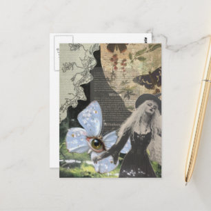 Cartão Postal Colagem de Mídia Mista Wicca
