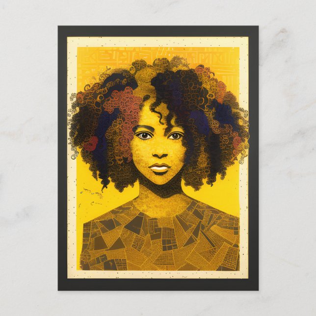 Cartão Postal Colagem de Mulheres Afro-Americanas Curly Hair (Frente)