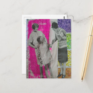 Cartão Postal Colagem de Mulheres e uma Menina Antigas