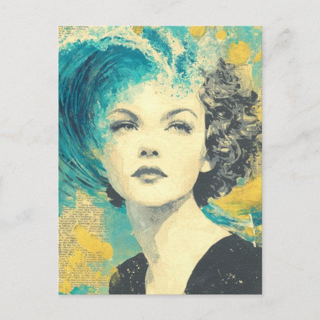 Cartão Postal Colagem de ondas cerebrais (Frente)