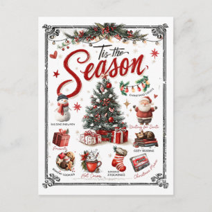 Cartão Postal Colagem de Palavras de Natal