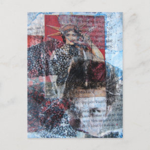 Cartão Postal Colagem de Palavras e Mulheres Abstrato