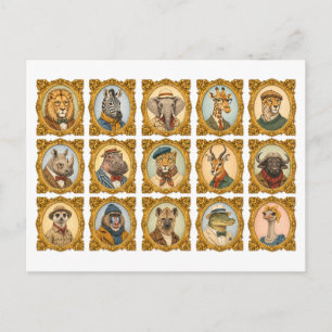 Cartão Postal Colagem de Retrato de Animal Africano