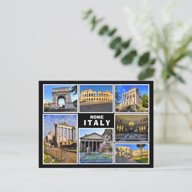 Cartão Postal Colagem de Roma, Itália (Em pé/Frente)