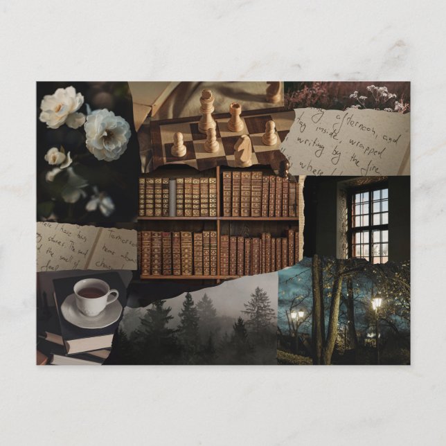 Cartão Postal Colagem de scrapbook de academia escura / suave (Frente)