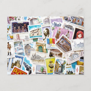 Cartão Postal Colagem de Selos Postais Antigos da Romênia