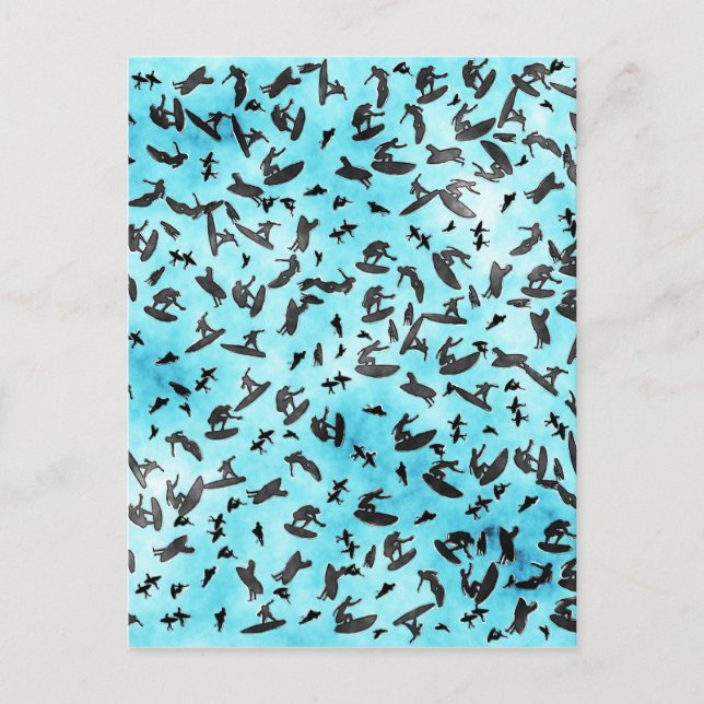 Cartão Postal Colagem de surfe (Frente)