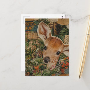 Cartão Postal Colagem de um Fauno no Jardim