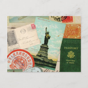Cartão Postal colagem de viagem vintage moderno