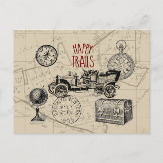 Cartão Postal Colagem de viagens vintage, Triagem de Estrada de
