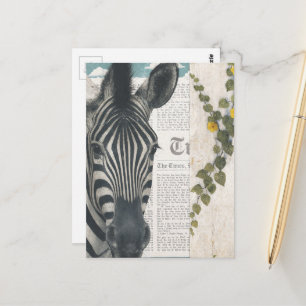 Cartão Postal Colagem de Zebra