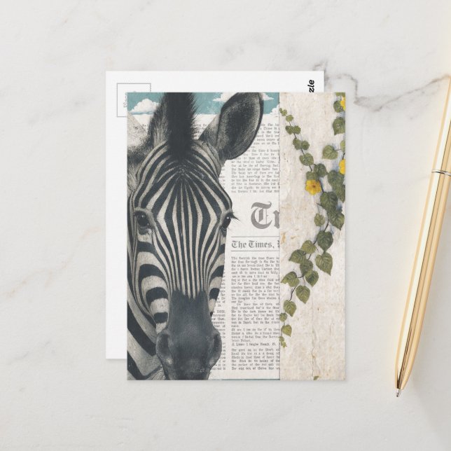 Cartão Postal Colagem de Zebra (Frente/Verso In Situ)