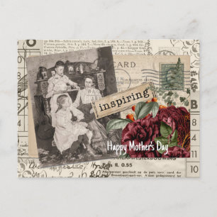 Cartão Postal Colagem do Dia de as mães Vintage