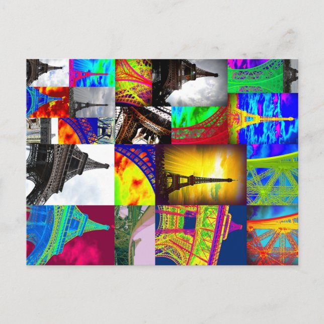 Cartão Postal colagem do eiffel (Frente)