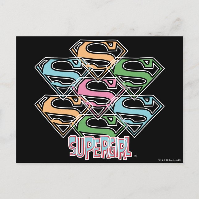 Cartão Postal Colagem do logotipo Supergirl Pastel (Frente)