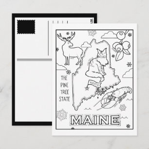 Cartão Postal colagem do maine colorido