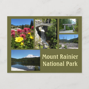Cartão Postal Colagem do Monte Rainier (lago de reflexões e qued