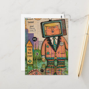 Cartão Postal Colagem Engraçada de Mídia Mista de Algas Antitrum