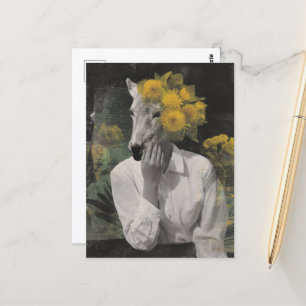 Cartão Postal Colagem engraçado de mulher animal adorável