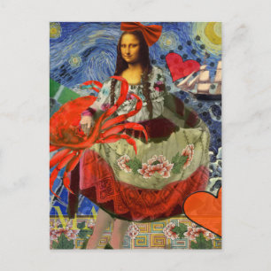 Cartão Postal Colagem Estrela Noturna da Mona Lisa: Surrealismo