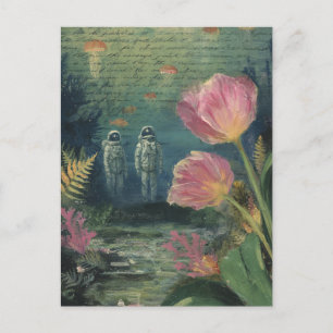 Cartão Postal Colagem Exploradores de Tulipa Subaquática