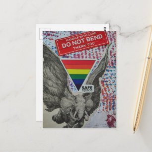 Cartão Postal Colagem Fantasia Elefante Voador Espaço Seguro