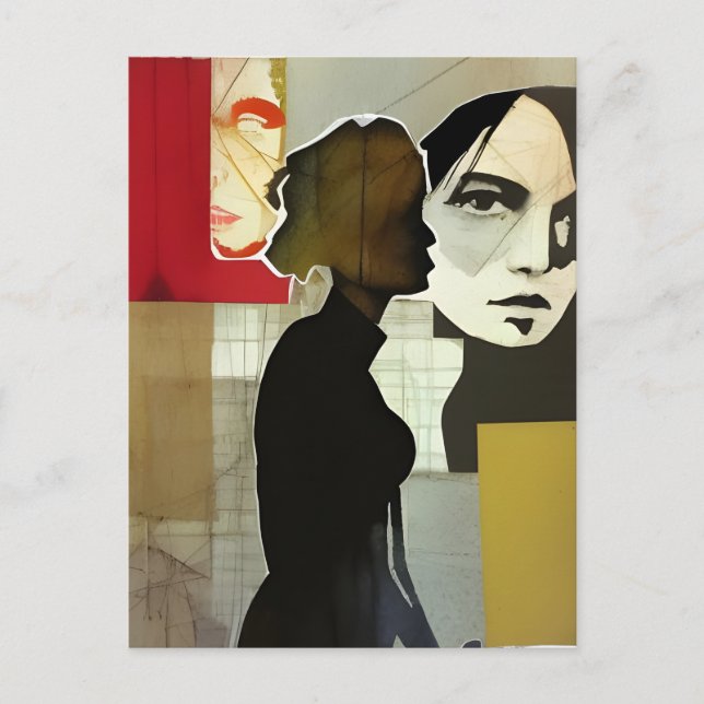 Cartão Postal Colagem Figurativa Mídia Mista (Frente)