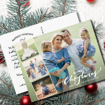Cartão Postal Colagem Fotográfica Moderna e Feliz Natal<br><div class="desc">Celebre a temporada com este cartão postal divertido com 4 das suas fotos e as palavras "Feliz Natal" na frente e sua nota personalizada no verso. Ou, se você quiser, exclua a nota digitada no verso e escreva manualmente cada cartão postal individualmente. Adicione seu endereço para facilitar a correspondência. Simples...</div>