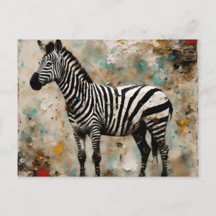 Cartão Postal Colagem Horizontal Zebra