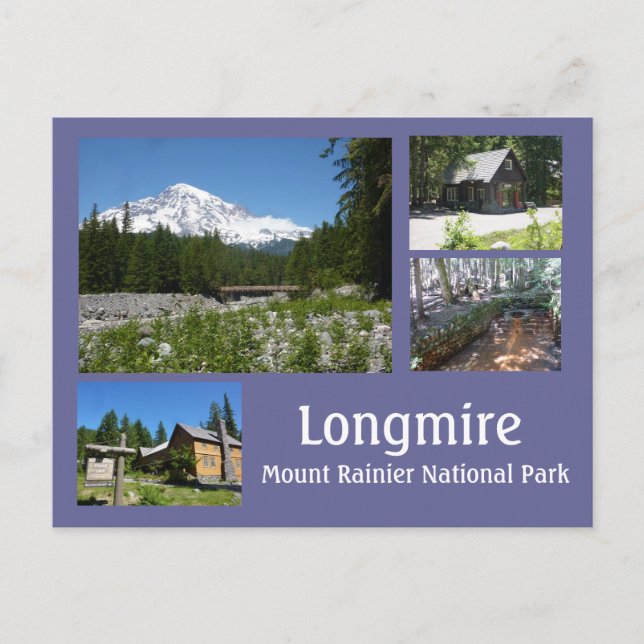Cartão Postal Colagem Longmire (Monte Rainier) (Frente)