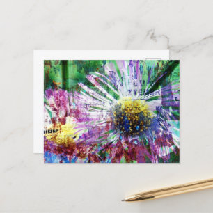 Cartão Postal Colagem Mídia de Flor