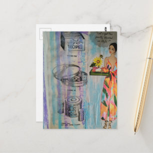 Cartão Postal Colagem Mídia Mista Festa Estilo Anos 50
