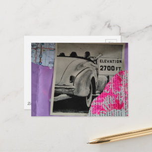Cartão Postal Colagem Mídia Mista Viagem