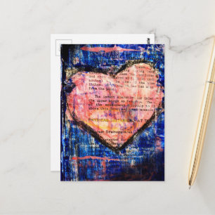 Cartão Postal Colagem Mista com Coração Rosa