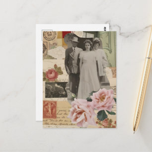 Cartão Postal Colagem Mista de Avós Lindos e Retro