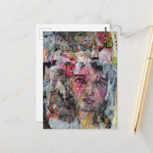 Cartão Postal Colagem mista de face única
