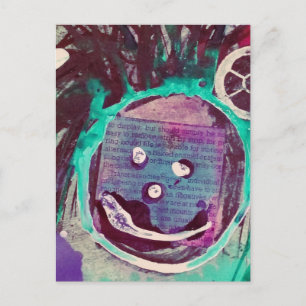 Cartão Postal Colagem Mista de Rosto Feliz