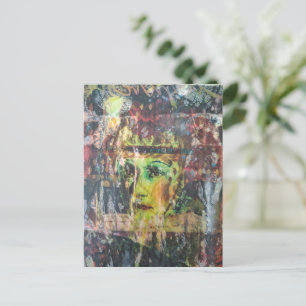 Cartão Postal colagem mista de rosto vintage grunge