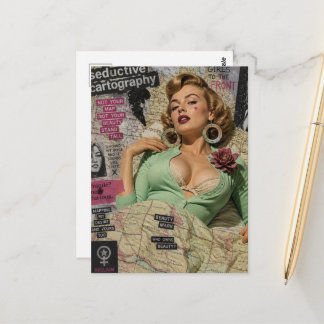 Cartão Postal Colagem Mista de Senhora Sexy