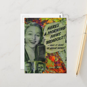 Cartão Postal Colagem Mista Retro de Notícias da Manhã