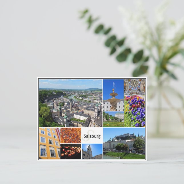 Cartão Postal Colagem Mundial Viajante de Salzburgo (Em pé/Frente)