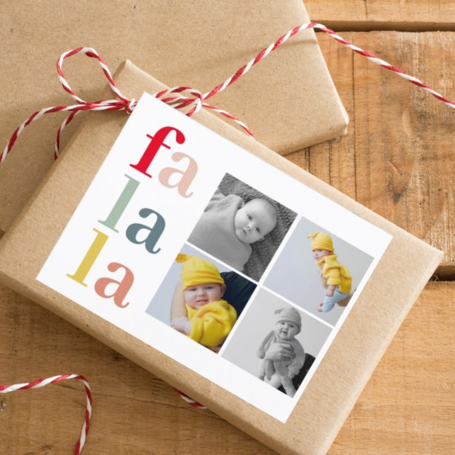 Cartão Postal Colagem Natal Quatro Fotos | Falalala colorida (Criador carregado)