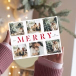 Cartão Postal Colagem Natal Seis Fotos | Feriado Vermelho Feliz<br><div class="desc">Colagem Natal Seis Fotos | Feriado Vermelho Feliz</div>