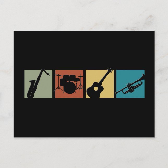 Cartão Postal Colagem por instrumentos musicais (Frente)